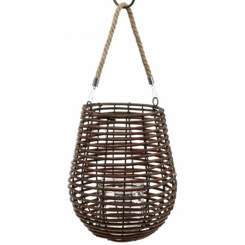 Artikel Deko-Windlicht, Kerzendeko mit Henkel, Windlicht im Korb Ø23cm H27cm