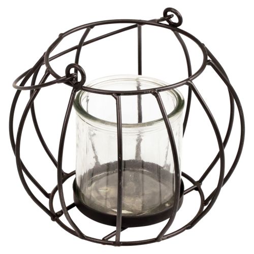 Floristik24 Gartenlaterne Metall Schwarz Windlicht zum Aufhängen Ø16,5cm