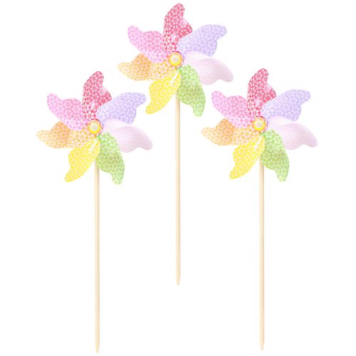Artikel Windrad Deko Windmühle Natur Bunt Ø21,5cm H55cm 3St