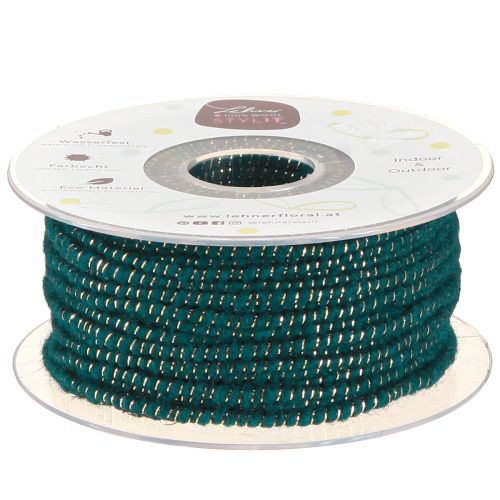 Wollfaden mit Draht Filzschnur Wollschnur Türkis Gold Ø5mm 33m