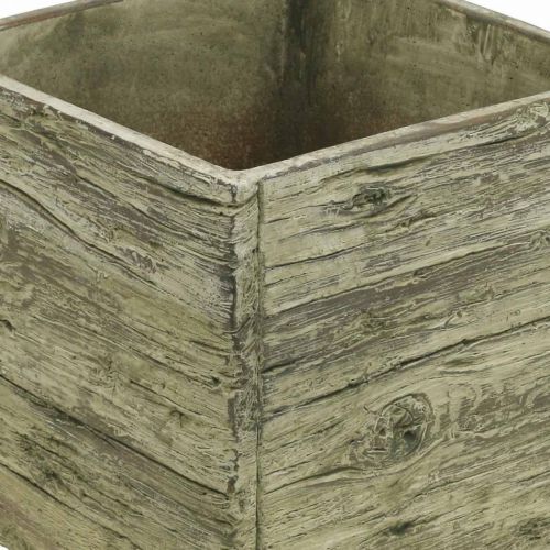 Floristik24 Blumentopf quadratisch 18x18cm Beton Kasten Holz Look