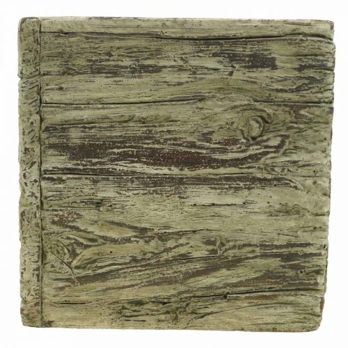 Floristik24 Blumentopf quadratisch 15x15cm Beton Pflanzkasten Holz Look