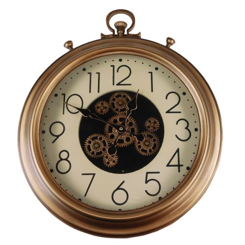 Wanddeko Wanduhr Zahnrad Uhr Bronze Creme Retro Ø54cm