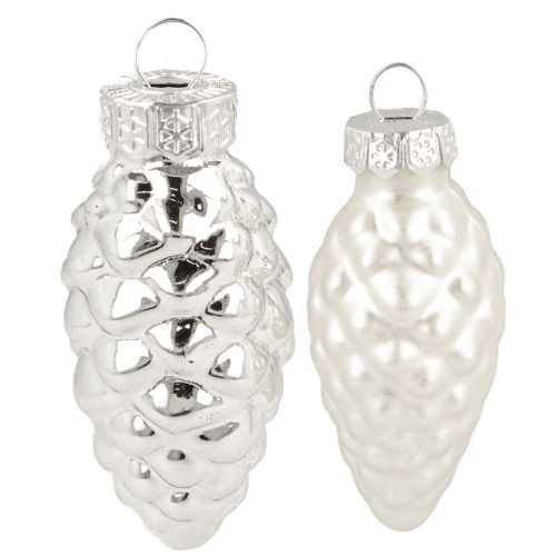 Zapfen Mix aus Glas Silber 5cm 14 St