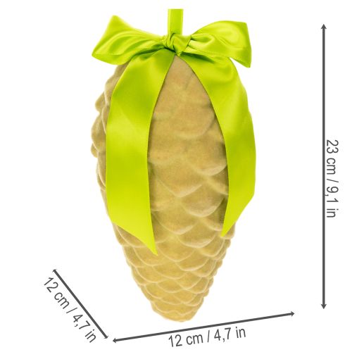 Künstliche Zapfen-Anhänger mit Geschenkband und Schleife 23cm Grün 3er Set | Floristik24.ch