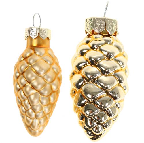 Floristik24 Zapfen Mix aus Glas Gold 5cm 14 St