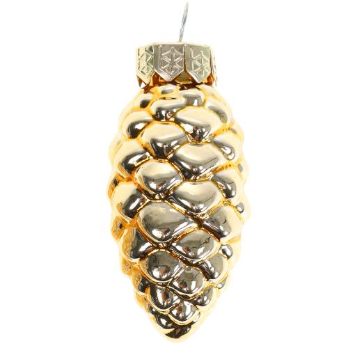 Artikel Zapfen Mix aus Glas Gold 5cm 14 St