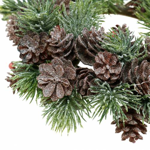 Floristik24 Zapfenkranz beschneit Ø18cm