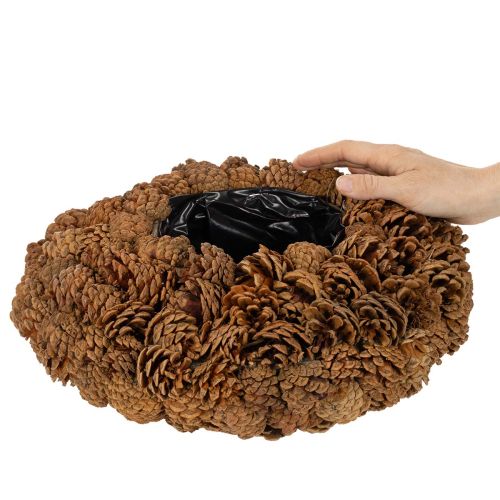 Runde Schale aus natürlichen Tannenzapfen 38 cm Ø, 14 cm hoch, braun | Floristik24.ch