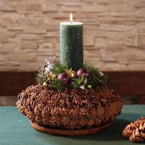 Runde Schale aus natürlichen Tannenzapfen 38 cm Ø, 14 cm hoch, braun | Floristik24.ch