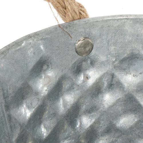 Zinkschale oval mit Rautenmuster und Seilgriffen 27x17,5x12 cm für Innen- und Aussenbereich | Floristik24.ch