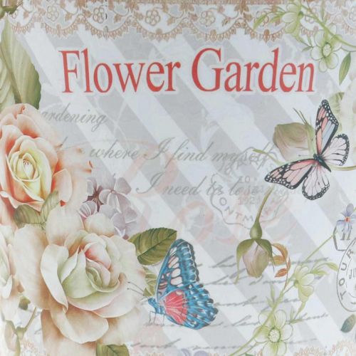 Floristik24 Blumentopf Metall Rosen Sommerdeko Übertopf Ø15cm H15,5cm