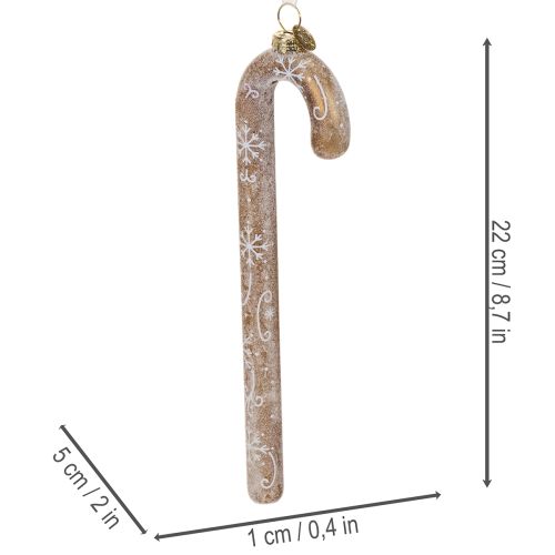 Zuckerstangen-Ornament aus Glas, 22 cm, Bronze und Weiss, Weihnachtsdekoration | Floristik24.ch
