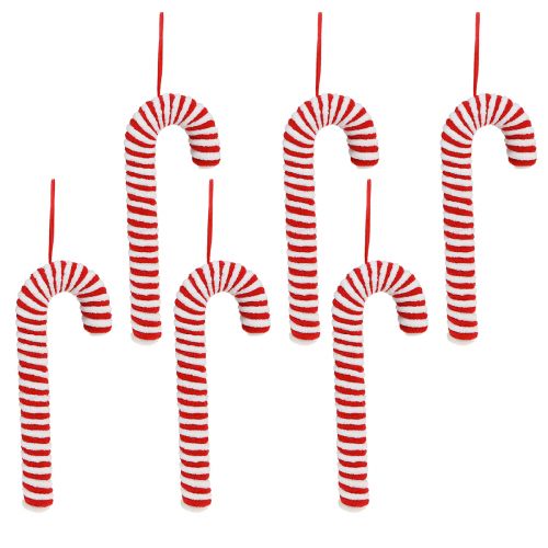 Artikel Flauschige Zuckerstangen Weihnachten Rot Weiß Dekoration 22cm 6er Set