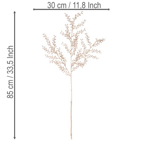 Künstlicher Zweig mit kleinen Beeren 85cm champagnerfarben | Floristik24.ch