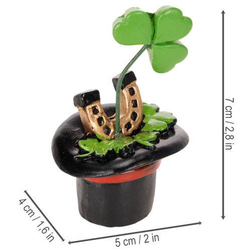 Glücksfiguren Kleeblatt und Käfer im Zylinder 7cm, 3er-Set, Kunststoff, Grün und Schwarz | Floristik24.ch