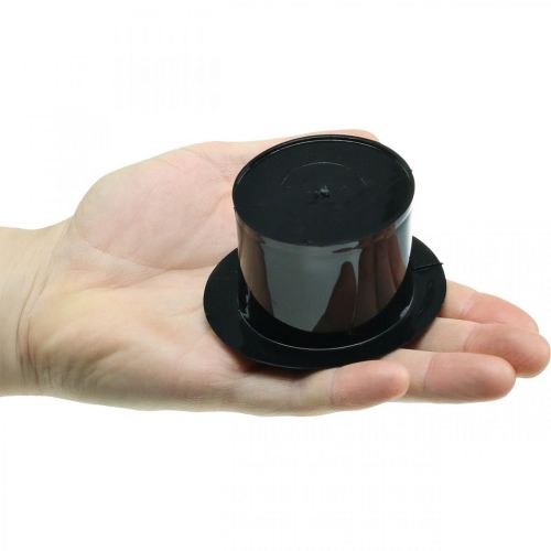 Artikel Deko-Zylinder, Silvesterdeko, Hut zum Bepflanzen, Übertopf Neujahr Schwarz H5cm L12cm 20 St