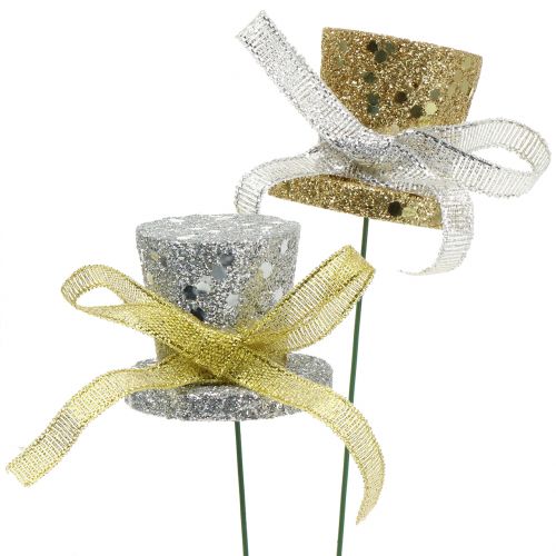 Floristik24 Zylinder Stecker Gold, Silber 3cm 2St