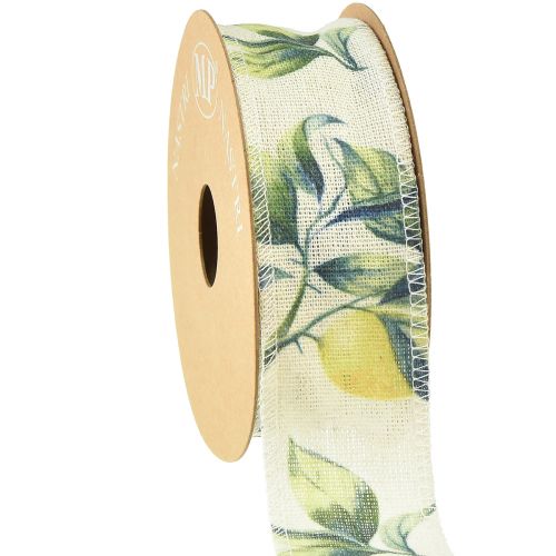 Floristik24 Band Zitronen und Blätter Dekoband Baumwolle 40mm 10m