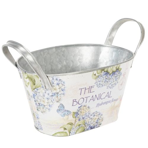 Blumenschale Metall mit Griffen oval Hortensien-Motiv 26×13×14,5cm online kaufen | Floristik24.ch