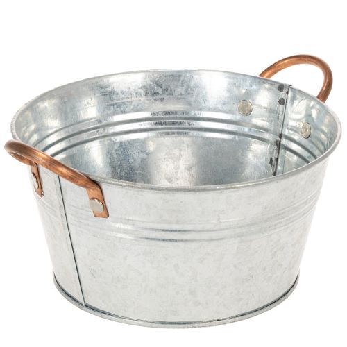Blumenschale aus Metall rund mit Griffen Ø17,5 cm H9 cm in Silber und Kupfer für Innen- und Aussenbereich online kaufen | Floristik24.ch