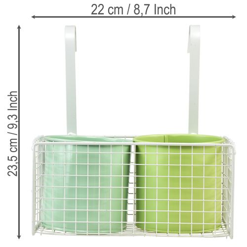 Blumentopf-Set hängend aus Metall mit Halter, grün, 10,5 x 10 cm, Balkon-Deko | Floristik24.ch