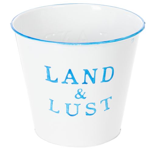 Metall Übertopf Weiss Blau Ø14×H13cm Land & Lust Retro Design online kaufen | Floristik24.ch