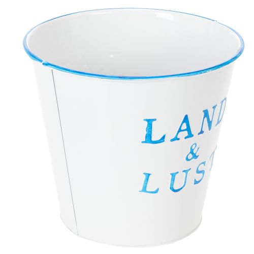 Artikel Metall Übertopf Weiss Blau Ø14×H13cm Land & Lust Retro Design