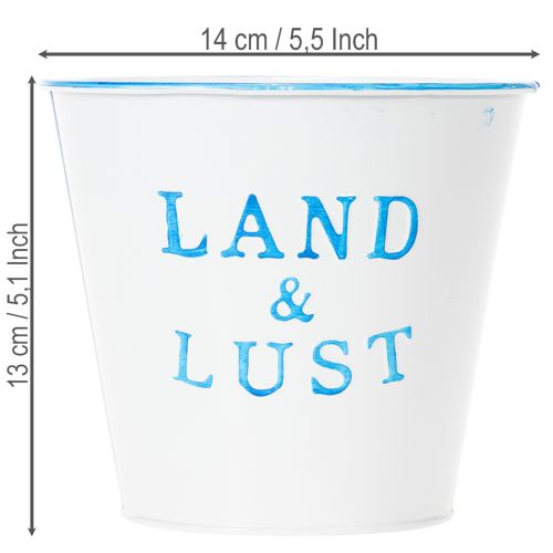 Artikel Metall Übertopf Weiss Blau Ø14×H13cm Land & Lust Retro Design