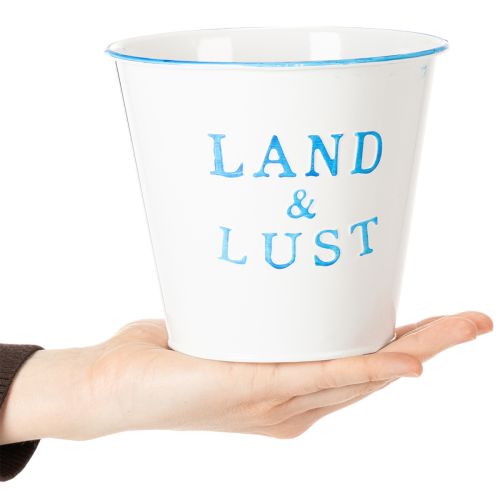 Artikel Metall Übertopf Weiss Blau Ø14×H13cm Land & Lust Retro Design