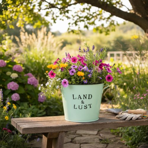 Artikel Blumentopf Mint Metall Übertopf Landhaus Ø17cm H15,5cm