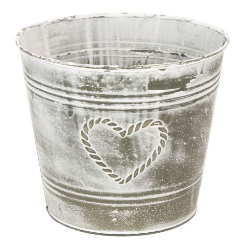 Blumentopf Metall Shabby Chic Herzmotiv Ø22cm H17.5cm Grau-Weiss online kaufen | Floristik24.ch