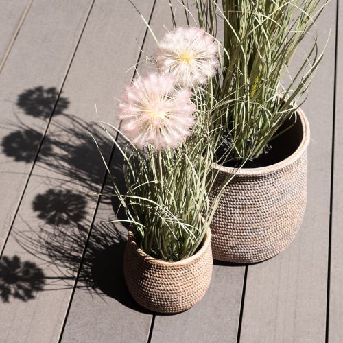 Floristik24 Boho Blumentopf Flechtmuster Übertopf Keramik Ø12cm H14cm 2St