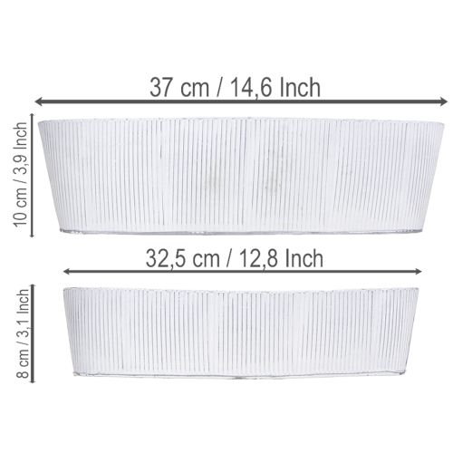 Artikel Ovale Metallschalen Weiss Silber 32,5cm und 37cm Set 2 Stück für Tisch- und Raumdekoration