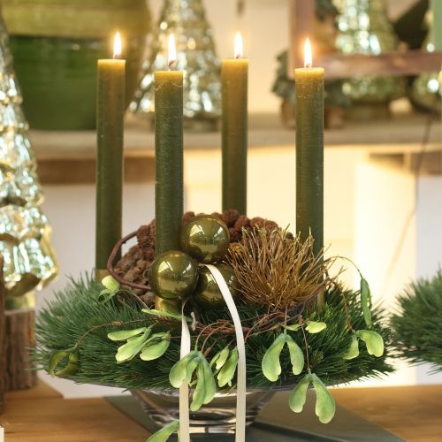 Artikel Christbaumkugeln Glas 2er-Set  glänzend in Oliv & Sandfarben mit Aufhänger 5cm  24St