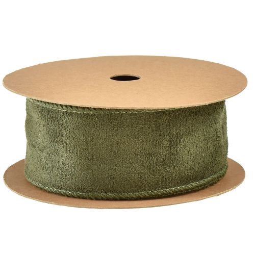 Floristik24 Stoffband Samt Dekoband Grün Schmuckband B50mm L8m