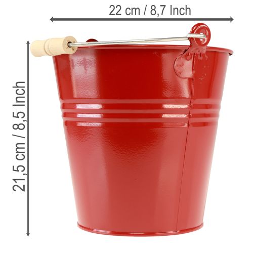 Deko Eimer aus Metall Rot Ø22cm H21,5cm 6L - Blumentopf oder Übertopf | Floristik24.ch