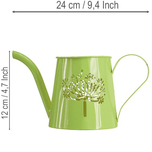 Deko-Giesskanne Metall mit Pusteblumen-Muster Grün, H12cm, 2er Set | Floristik24.ch