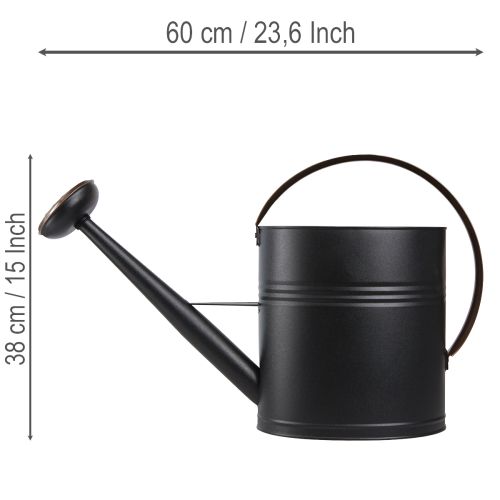 Dekorative Giesskanne Metall Schwarz Braun 60x19x38cm für Innen und Aussen | Floristik24.ch