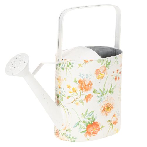 Dekorative Giesskanne aus Metall, 31,5 cm, mit Rosenmotiv, Weiss-Bunt, für Innen- und Aussenbereiche online kaufen | Floristik24.ch