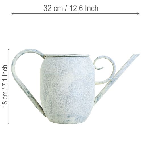 Deko-Giesskanne Metall Weiss-Blau 32x11x18cm für Innen- und Aussendekoration | Floristik24.ch