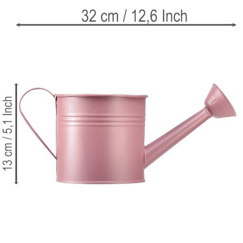 Deko-Giesskanne aus Metall, Ø 13,5 cm, H 12,5 cm, Rosa, Overtopf für Innen | Floristik24.ch