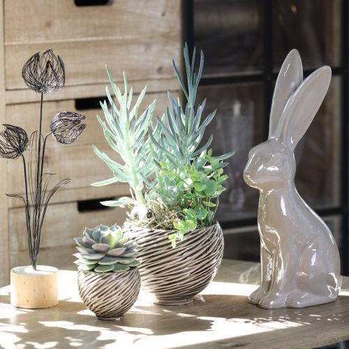 Floristik24 Deko Hase in Beige Glasiert Sitzend Ostern 10x14x37cm