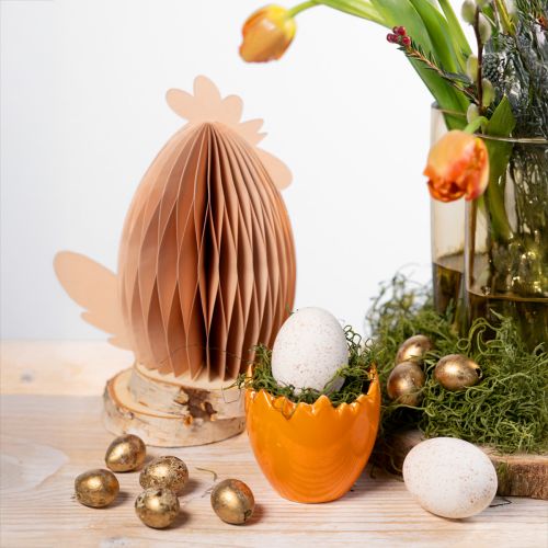 Artikel Deko Huhn Weiß Orange Wabenfiguren Ostern 19×12×20cm 2 St