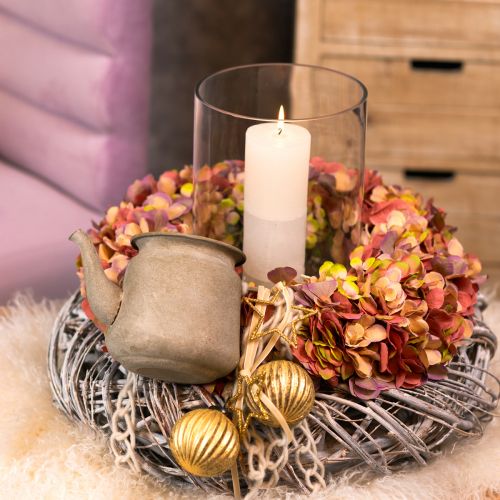 Artikel Deko Kanne Metall Vintage Teekanne Grau 24×14×14cm Retro Shabby Chic Stil