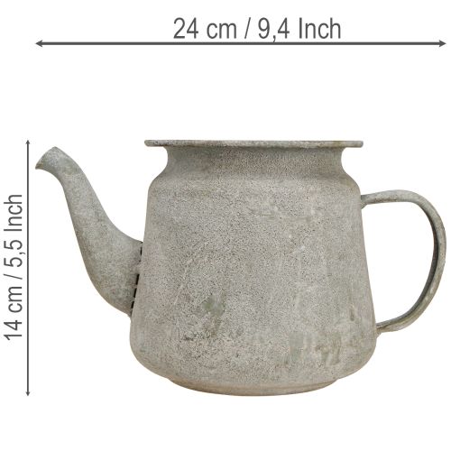 Deko-Teekanne aus Metall Grau 24×14×14 cm im Vintage-Stil für Innenbereiche | Floristik24.ch