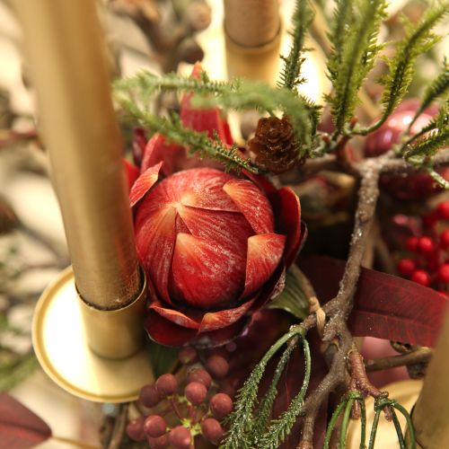 Artikel Deko Protea künstlich Kunstblumen Rotorange 34cm 3St