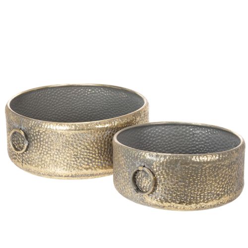 Artikel Deko-Schale aus Metall im Antik-Look Ø37/31cm, Golden, 2er-Set, für Innenräume
