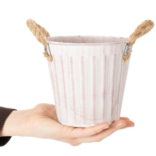 Deko-Topf aus Metall Ø15cm H13,5cm, 3er-Set Pastell Rosa/Grün/Gelb mit Henkeln | Floristik24.ch