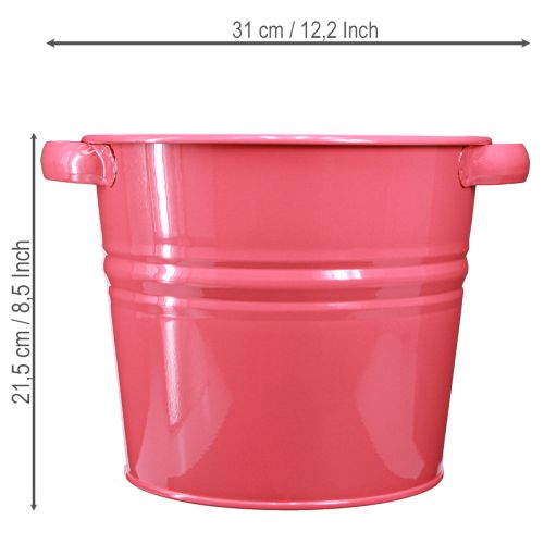 Artikel Deko Topf Rosa Metall Blumentopf Griffe 31x26x 21,5cm